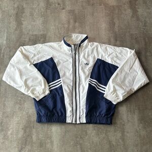 Vintage Adidas Windbreaker Track Jacket Mens Large White Blue